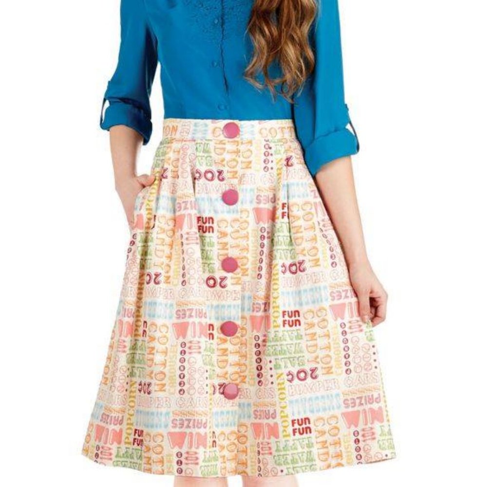 Modcloth x Bea and Dot Women’s Cotton Fun and Games Skirt Novelty Carnival
